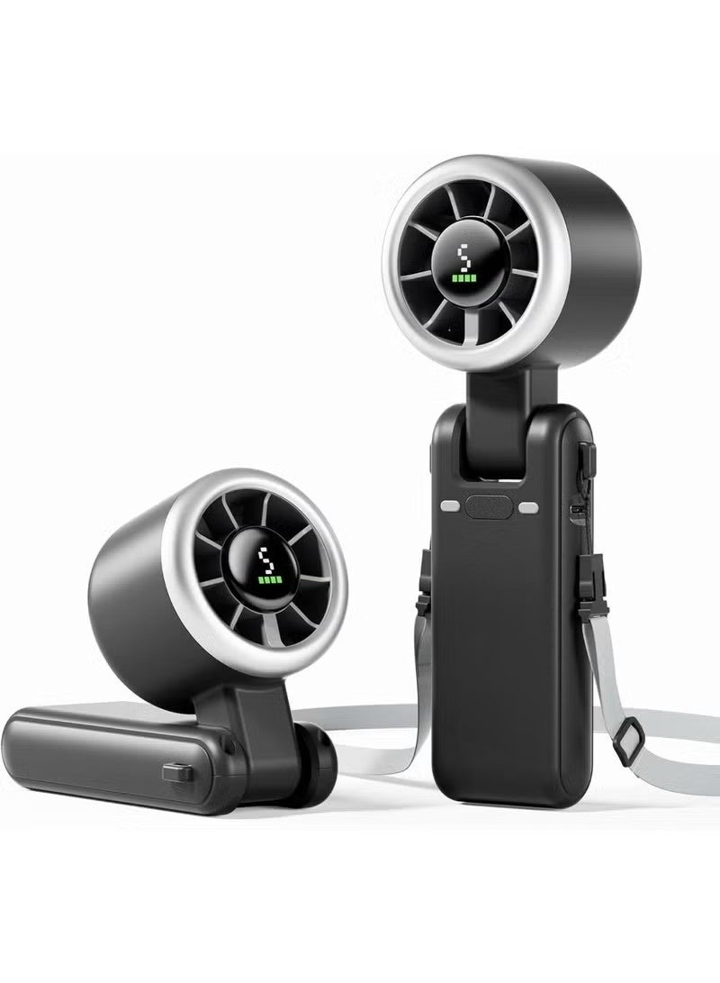 GALUIN Personal Portable Handheld Fan: 2000mAh Battery Powered Rechargeable 3H Runtime - 5 Speeds Turbo Cooling Technology Hand Held Fans for Outdoor Travel Camping Hiking (Black) - Image 1